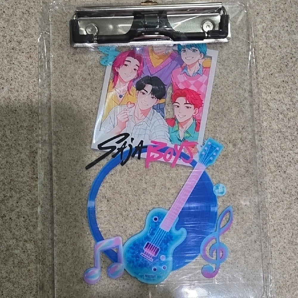 Saja Boys Acrylic Clipboard Charm - Blue Guitar Pop Art